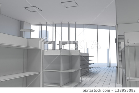 commercial premises, shop, interior visualization, 3D illustration 138953092