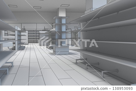 commercial premises, shop, interior visualization, 3D illustration commercial premises, shop, interior visualization, 3D illustration 138953093