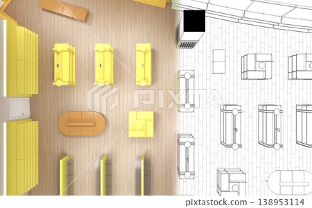 commercial premises, shop, interior visualization, 3D illustration 138953114
