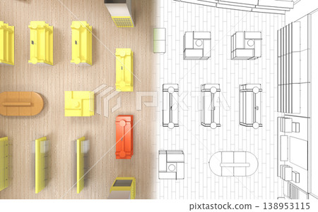commercial premises, shop, interior visualization, 3D illustration 138953115
