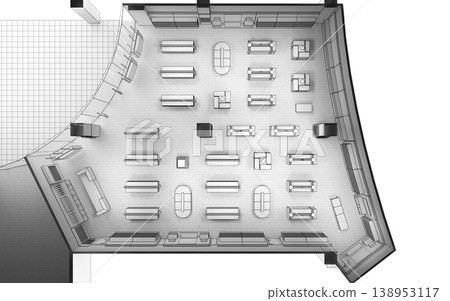 commercial premises, shop, interior visualization, 3D illustration 138953117