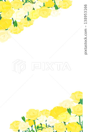 Yellow carnation and rose frame 2_vertical Yellow carnation and rose frame 2_vertical 138953166