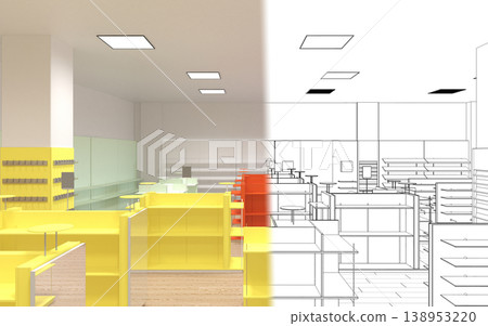 shopping mall, interior visualization, 3D illustration 138953220