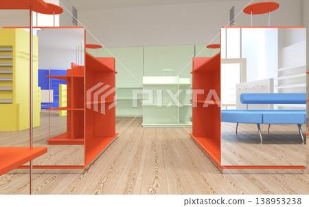 shopping mall, interior visualization, 3D illustration 138953238