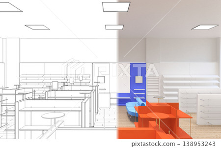 shopping mall, interior visualization, 3D illustration shopping mall, interior visualization, 3D illustration 138953243