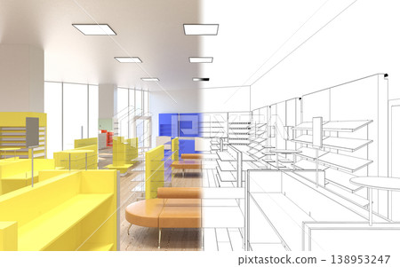 shopping mall, interior visualization, 3D illustration shopping mall, interior visualization, 3D illustration 138953247