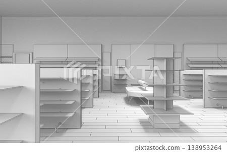 shopping mall, interior visualization, 3D illustration 138953264