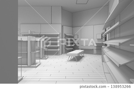 shopping mall, interior visualization, 3D illustration shopping mall, interior visualization, 3D illustration 138953266