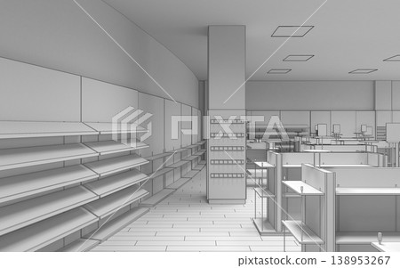 shopping mall, interior visualization, 3D illustration shopping mall, interior visualization, 3D illustration 138953267