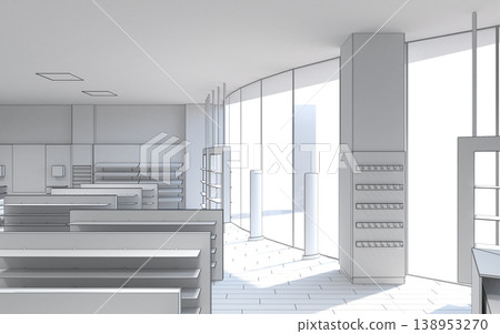 shopping mall, interior visualization, 3D illustration shopping mall, interior visualization, 3D illustration 138953270