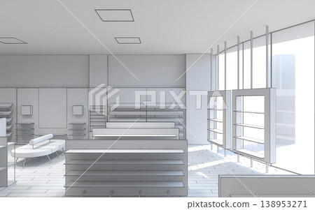 shopping mall, interior visualization, 3D illustration shopping mall, interior visualization, 3D illustration 138953271