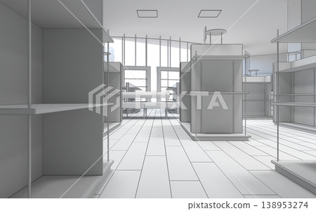 shopping mall, interior visualization, 3D illustration 138953274