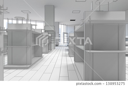 shopping mall, interior visualization, 3D illustration 138953275