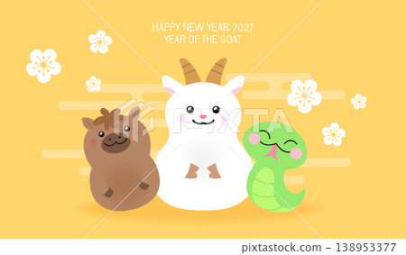 Cute chinese new year of goat characters 138953377