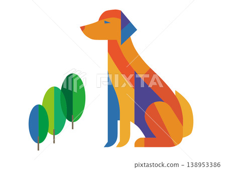 Dog illustration icon material of rescue dogs working at disaster sites Dog illustration icon material of rescue dogs working at disaster sites 138953386