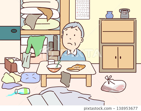 Elderly people who cannot tidy up Elderly people who cannot tidy up 138953677