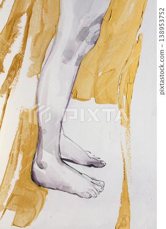 human's figure, watercolor painting, illustration 138953752
