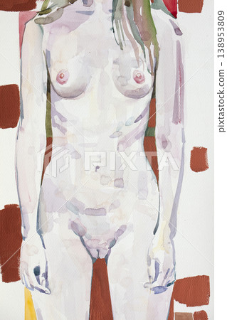human's figure, watercolor painting, illustration 138953809