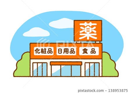 Exterior illustration of a drugstore | Stores, shopping, commercial facilities 138953875