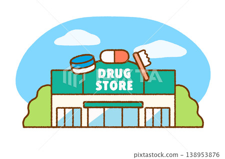 Pharmacy exterior illustration | Pharmacy, store, medical facility, building 138953876