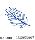 Palm leaf vector blue line art doodle tropical foliage icon for summer branding 138953907