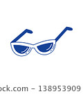 Sunglasses vector blue line art doodle summer accessory icon for beach branding 138953909