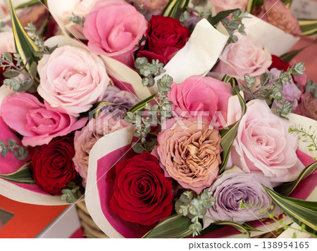 Bouquets lined up in a flower shop Bouquets lined up in a flower shop 138954165