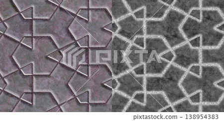Pink Marble and Displacement Map Split Screen Comparison Pink Marble and Displacement Map Split Screen Comparison 138954383
