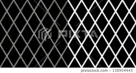 Metal Fence Diamond Mesh and Mask Comparison Metal Fence Diamond Mesh and Mask Comparison 138954443