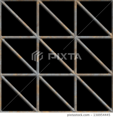 Industrial Rusted Metal Fence Square Grid Texture 138954445