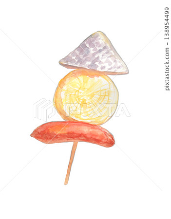 關東煮串的水彩插圖 關東煮串的水彩插圖 138954499