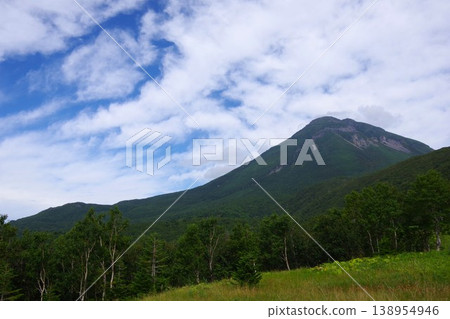 從北海道沙裡町知床十字路口眺望羅臼山 138954946