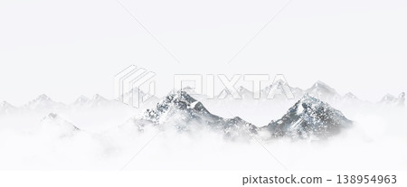 New Chinese and Japanese style landscape architecture illustration with traditional aesthetic art imagery 138954963