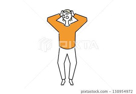 一個女人在緊要關頭抱著她的頭 一個女人在緊要關頭抱著她的頭 138954972