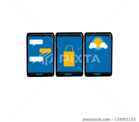 Mobile phones display apps Mobile phones display apps 138955153