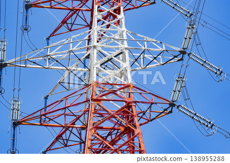 Tower High-voltage tower Power line Tower High-voltage tower Power line 138955288