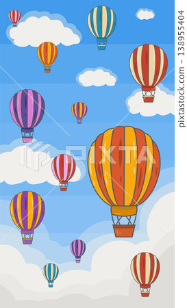 Colorful hot air balloons soar in the blue sky 138955404