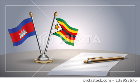 Small national flag of Colombia and Zimbabwe flag Relation, Template Vector Illustration 138955676