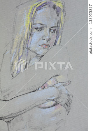 pencil drawing illustration, female portrait, sketch pencil drawing illustration, female portrait, sketch 138955837