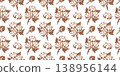 Seamless cotton plant pattern in flat style. Natural ornament for textile, fabric, paper, and home decor design. Vector illustration. 138956144