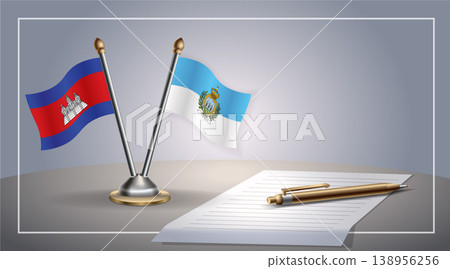 Small national flag of Colombia and San Marino flag Relation, Template Vector Illustration 138956256