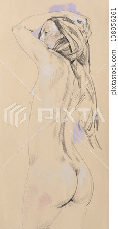 pencil drawing illustration, female portrait, sketch pencil drawing illustration, female portrait, sketch 138956261