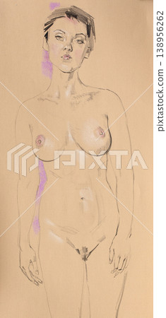 pencil drawing illustration, female portrait, sketch pencil drawing illustration, female portrait, sketch 138956262