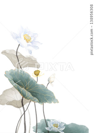 Natural and elegant lotus-themed illustration Natural and elegant lotus-themed illustration 138956308