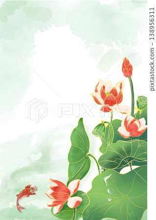 Natural and elegant lotus-themed illustration Natural and elegant lotus-themed illustration 138956311