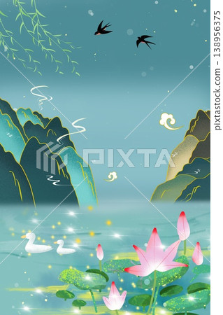 Natural and elegant lotus-themed illustration 138956375