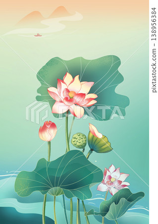 Natural and elegant lotus-themed illustration 138956384