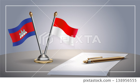 Small national flag of Colombia and Monaco flag Relation, Template Vector Illustration 138956555