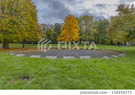 Park circle in Bergeres les Vertus with autumn trees Park circle in Bergeres les Vertus with autumn trees 138956573