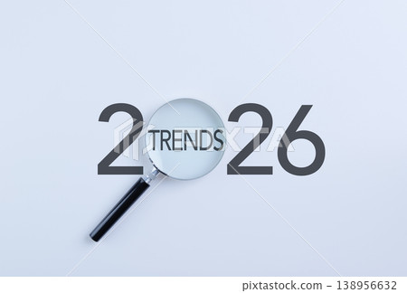 2026 Business Trends and Future Forecast Concept. Magnifying glass highlighting 2026 trends representing market outlook, strategic planning, innovation tracking, future business insights, finance 138956632